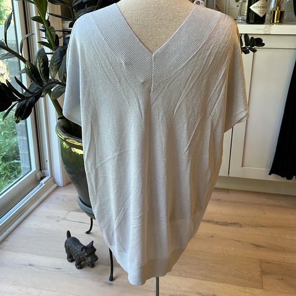 EUC judith & charles metallic silver v neck drop shoulder sweater - Picture 5 of 8